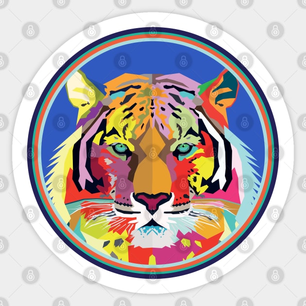 Tiger Shirt Colorful Pop Art Tiger's Head Geometric Sticker by markz66